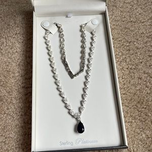 Crislu Classic Pear Tennis Necklace With Sapphire - 16"